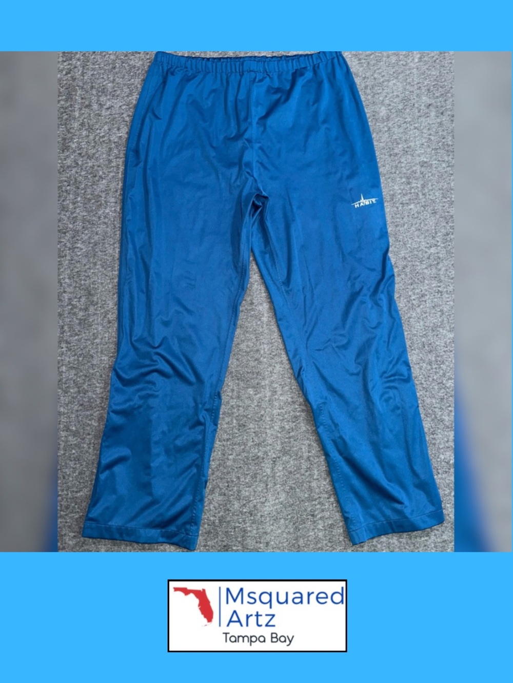 Habit Men’s Large Poseidon Blue Waterproof Rain Pants Ankle Zip Outdoor Fishing